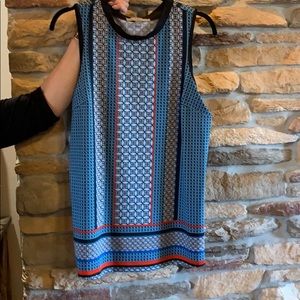 Sleeveless navy blouse